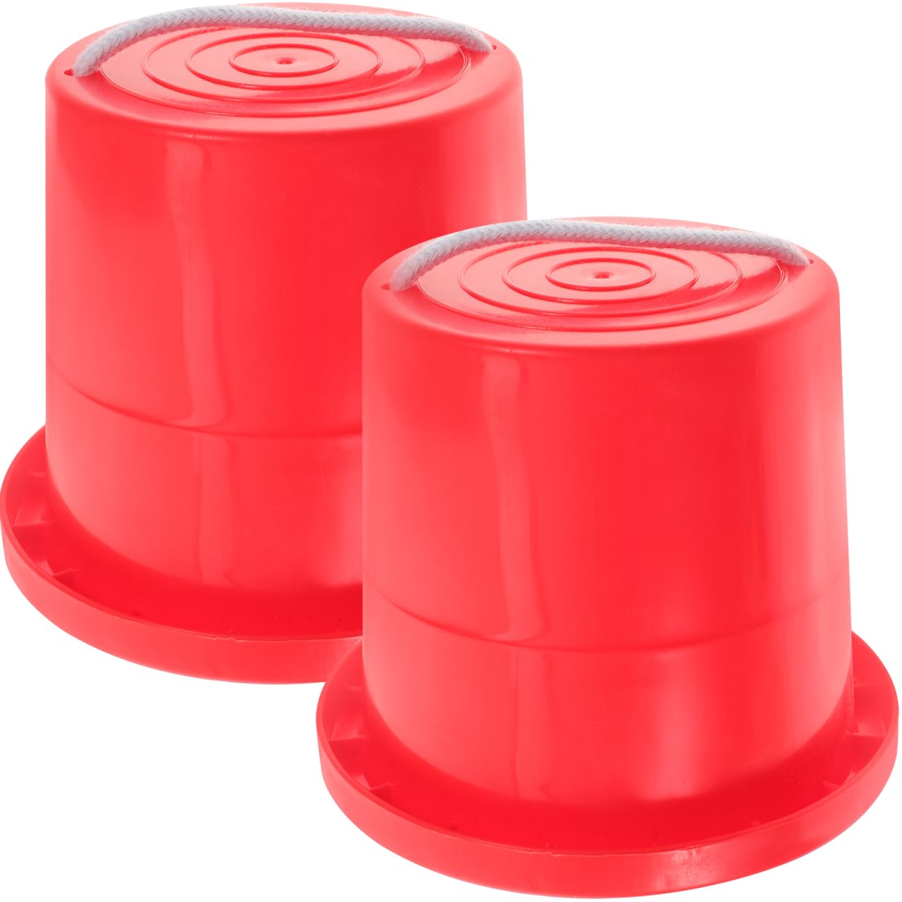 NUOBESTY 1 Pair Bucket Stilts Plastic Balancing Stilts, Red (Random Color Rope)