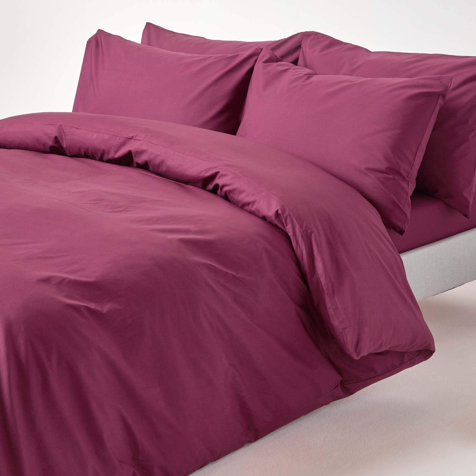 Homescapes Crisp & Cool 200 Tc Egyptian Cotton Percale Duvet Cover Set - King - Plum