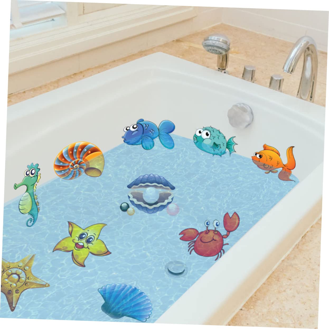 FOMIYES 4juegos Pegatinas Antideslizantes De Animales Marinos para Baño Decoración Infantil para Bañera Fáciles De Pegar y Quitar Diseño Atractivo