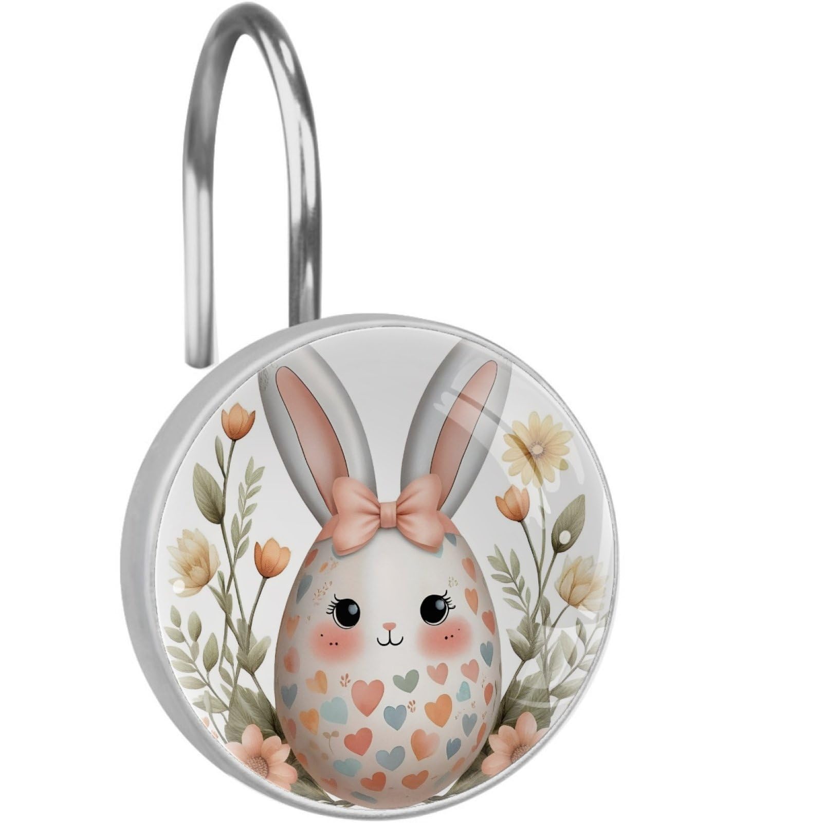 VAPOKF Shower Curtain Hooks, 12PCS Bunny Egg Shower Curtain Hook for Bathroom Decors Home Bedroom