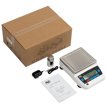 FLB Lab Scale 2000g x 0.01g Digital Precision Balance with DWT Unit | RS232 Connectivity, 17 Weighing Units, Backlit LCD Display, External Calibration Weight Included, Adjustable Feet