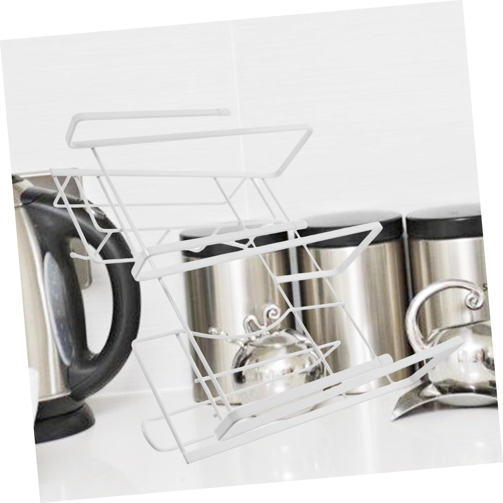 Porta Utensili da Cucina Sottopensile in Ferro Bianco, Design senza Fori, Portata Elevata, per Cucchiaio e Utensili, per Casa