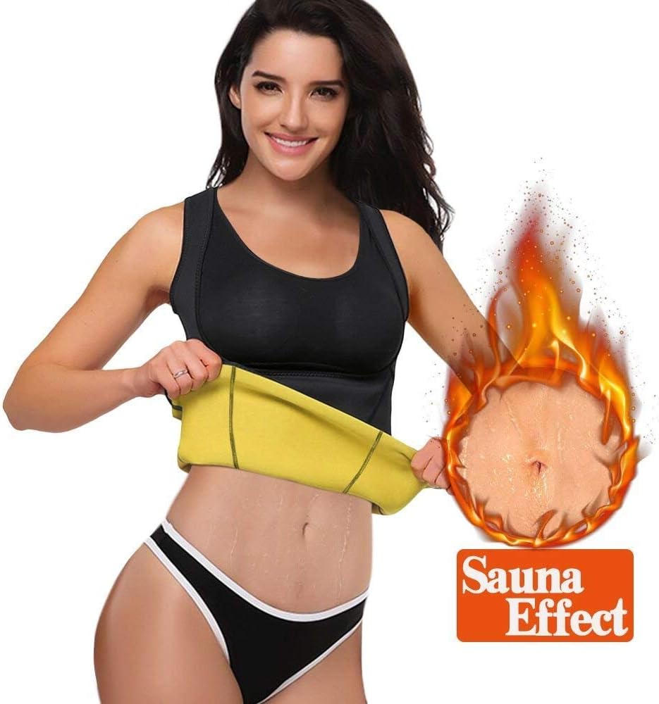 Women Waist Trainer Neoprene Sauna Suit for Weight Loss, Running Yoga Workout Tank Top Sweat Vest