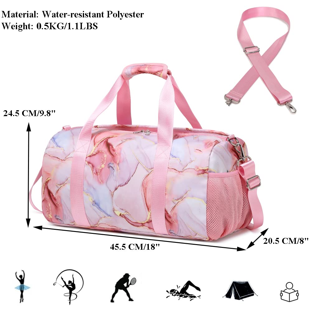 Travel Duffle Bag Sports Bag Girl Teens Weekender Overnight Bag Dance Bag Gymnastics Bag Women Travel Bag with Waterproof Pocket and Shoes Compartment - Image 3