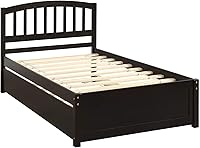 Vista 3 de Rhomtree Cama de plataforma de tamaño individual con marco de cama nido, sofá cama con cabecero, cama infantil para adolescentes, niños, niñas