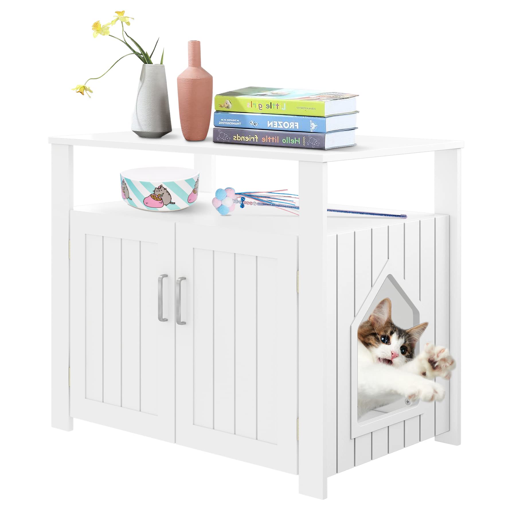 Buy Cat Litter Box Enclosure, Upgraded Cat Washroom Storage Bench with