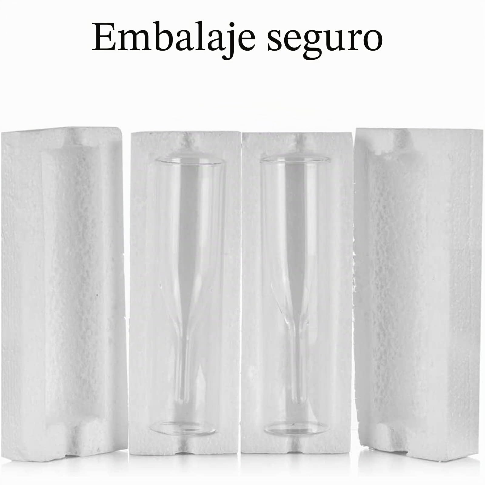 Sziqiqi Vasos a Granel de Cristal de Doble Pared con Copas de Champán, Copas de Vidrio Transparente Sin Tallo y Copas de Tulipanes Clásicos para Comidas Bodas Fiestas (6)