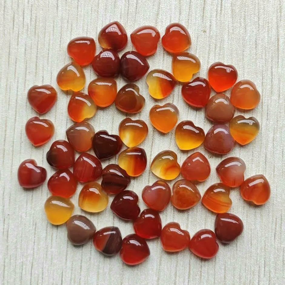 Surtido de cabujones de piedra natural en forma de corazón para la elaboración de joyas, 10 mm, 50 unidades/lote, aventurina verde