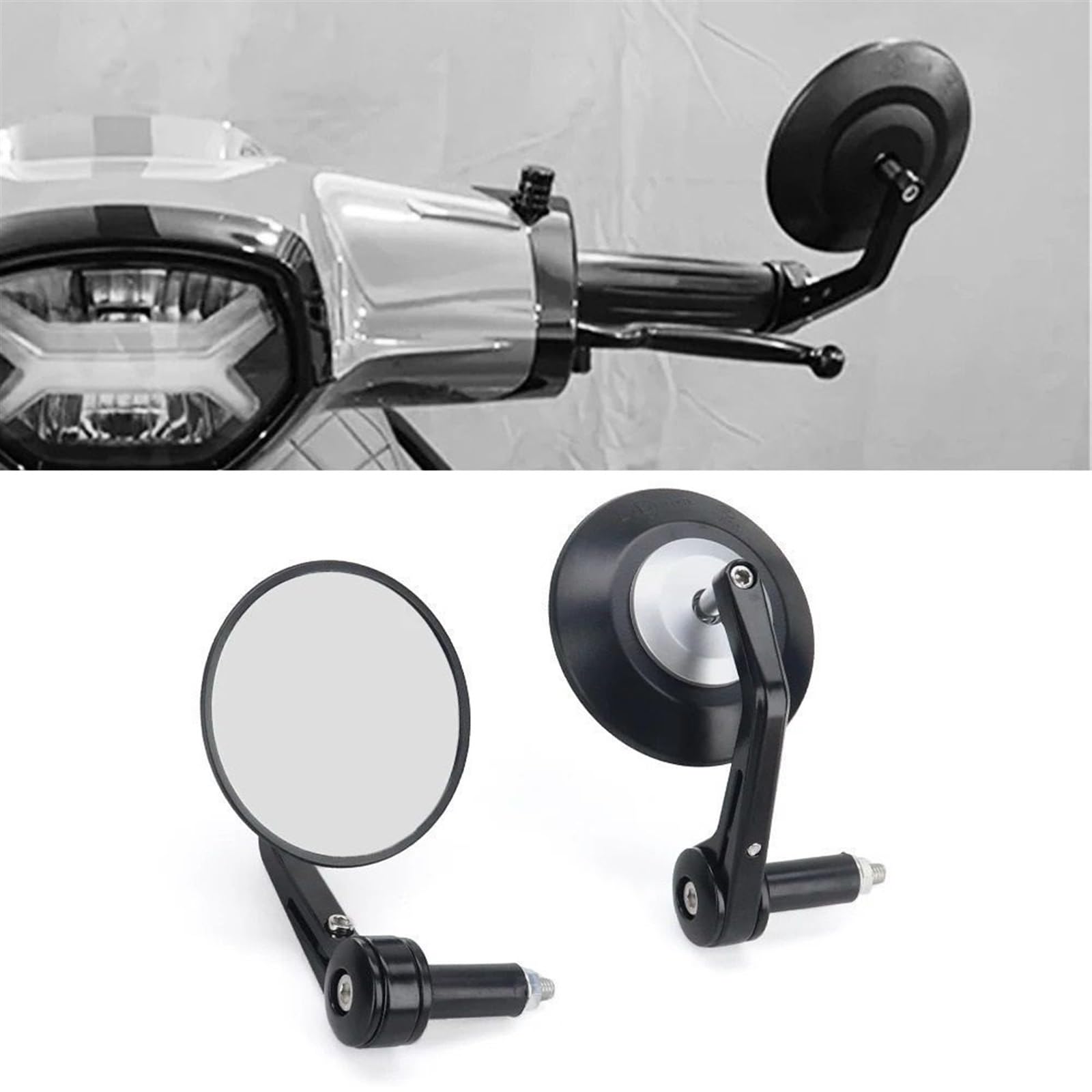 MKBHD Lusterka wsteczne 95MM Akcesoria motocyklowe Tramwaj rowerowy Pojazd terenowy Terenowy Kierownica Końcówka Szkło Lusterko boczne(Black)