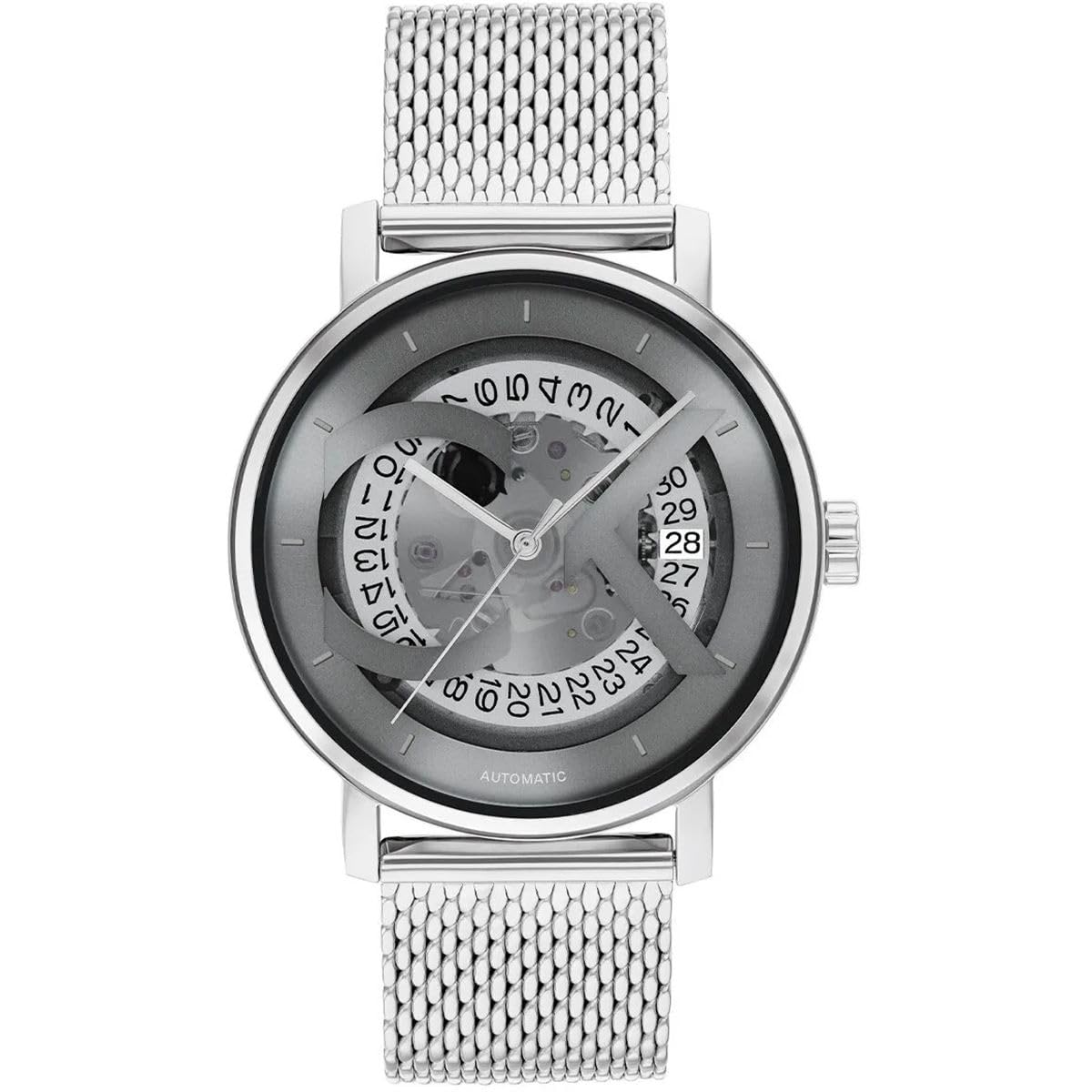calvin klein Iconic Mech-Automatic Grey Round Dial Unisex Watch - 25300004-picture-29