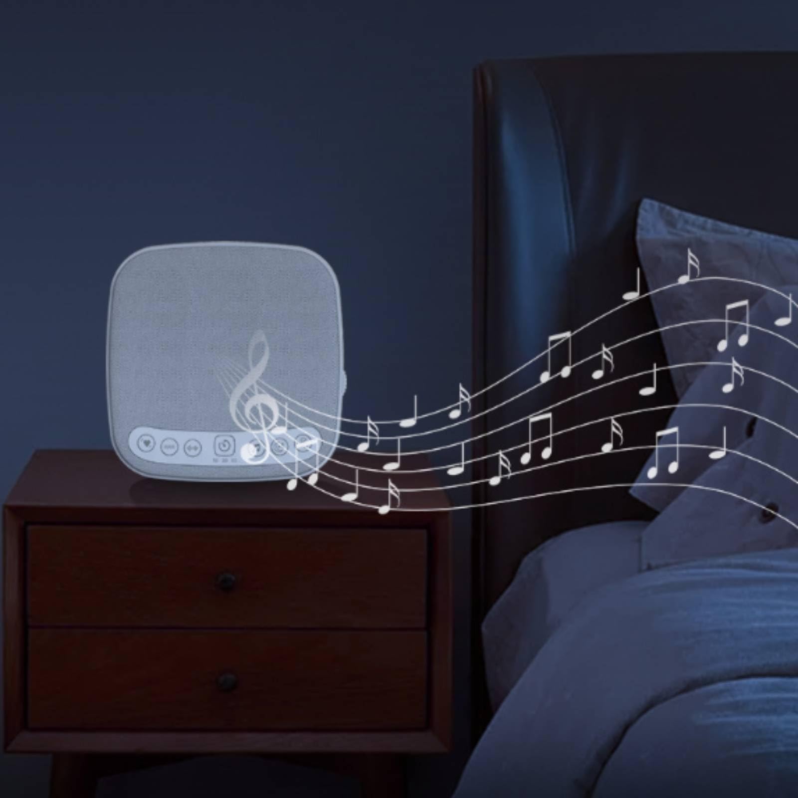 Amagogo Sleep Aid Machine de Sommeil Appareil Générateur Sonore Aide au Sommeil Design Tissu Tissé Gris Corps Blanc Moderne Convient à Décor de Chambre Hôtel Hébergement