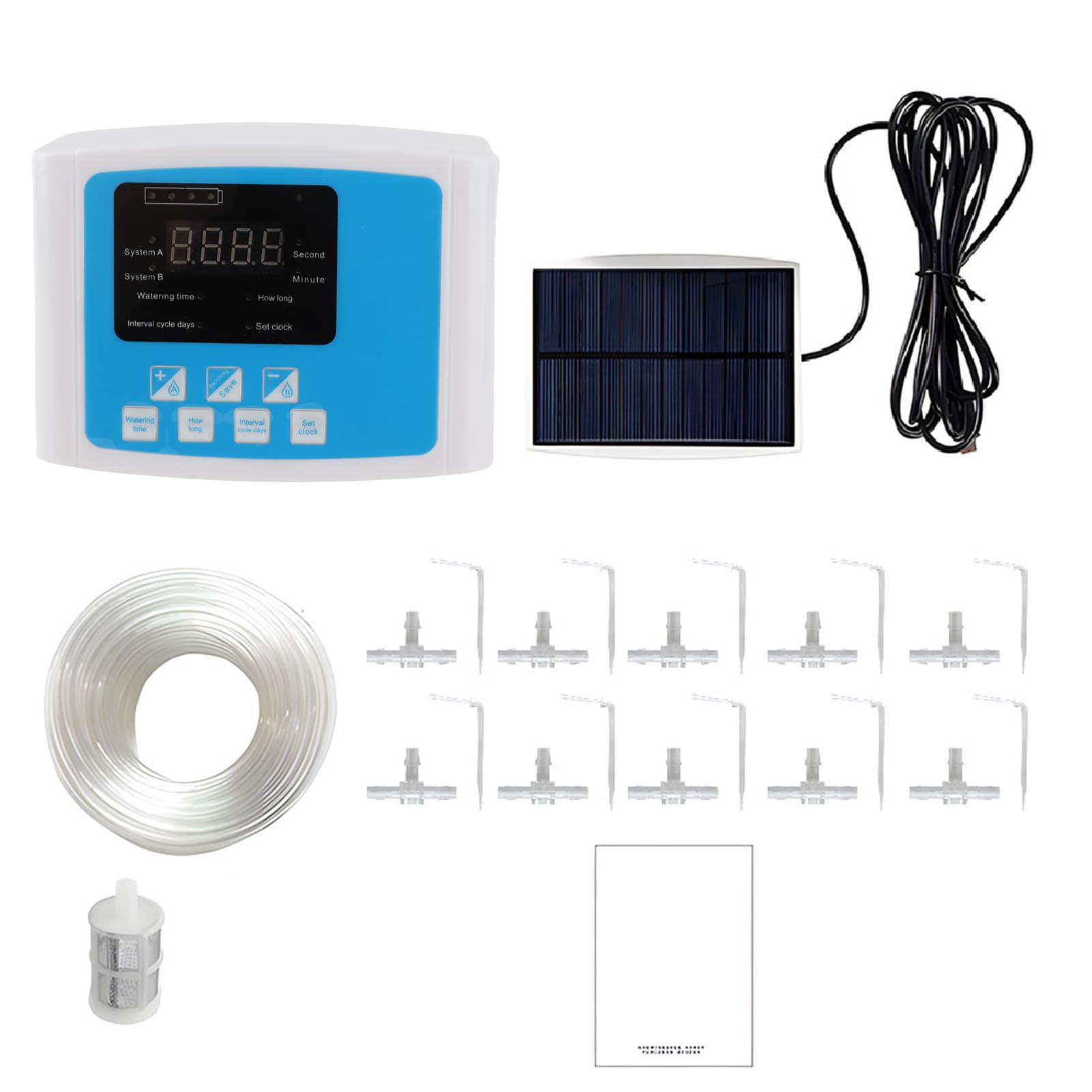 mingzhe Kit di Irrigazione a Goccia Automatica Ad Energia Solare con Funzione di Memoria Ricarica USB per Piante da Serra da Giardino All'aperto per Interni