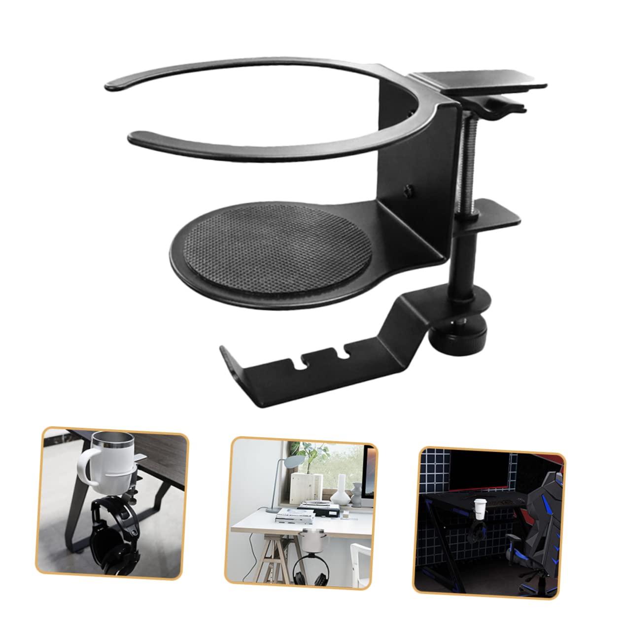 360° Drehbarer Haken aus Metall, Schwarz, für Haushalt und Schreibtisch