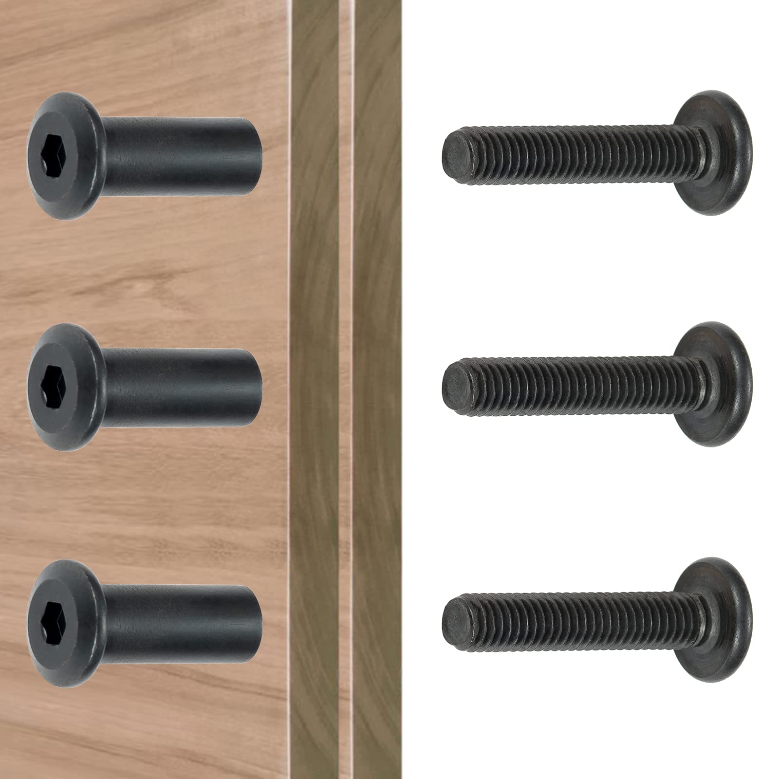 Black Furniture Connector Bolts - 40 Sets -4 Black Furniture Connector Bolts - 40 Sets -4