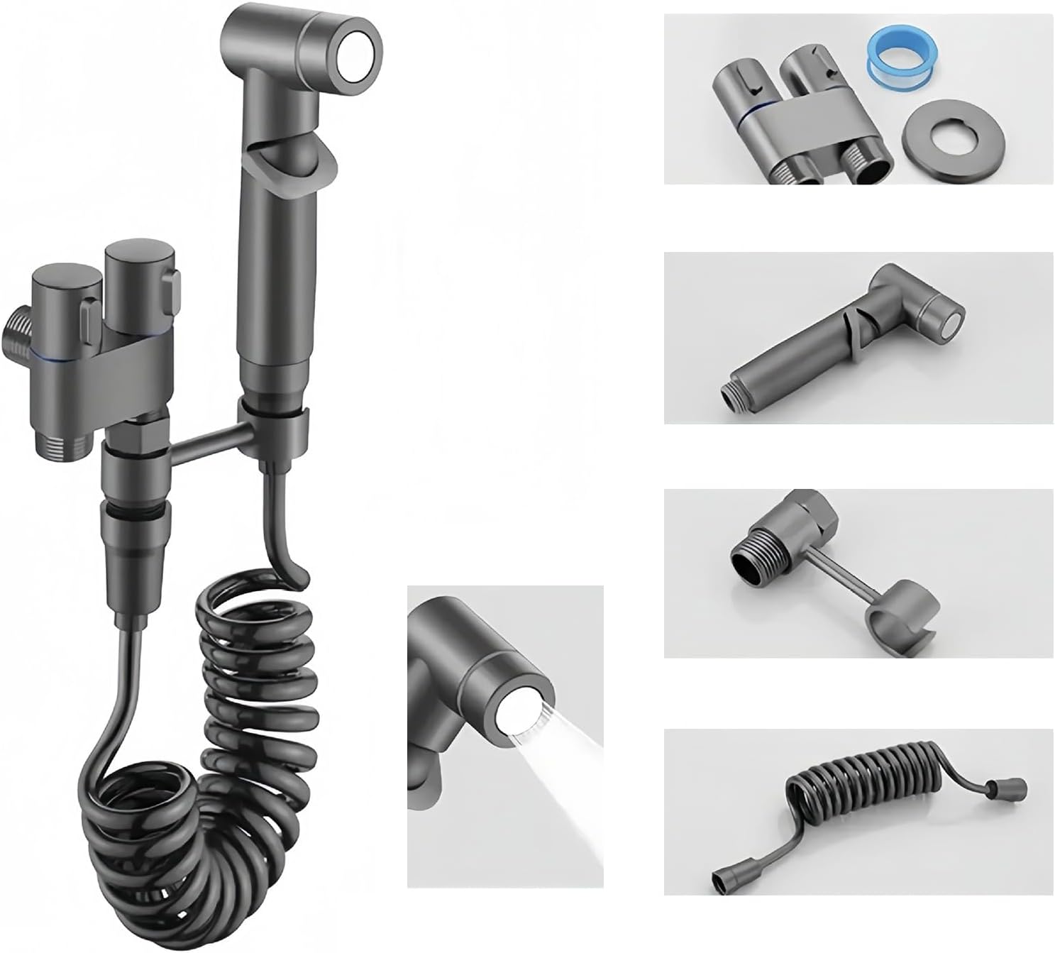 Elegant Toilet Hand Sprayer Double Control Valves Long Hose Bathroom Sprayer Shower Hose Bidet Toilet Bidet Attachment