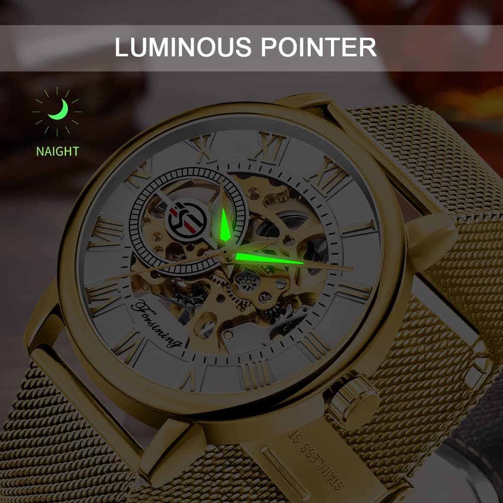 Reloj de Pulsera para Hombre con Esfera Transparente Hueca de Esqueleto Plateado, Correa de Malla