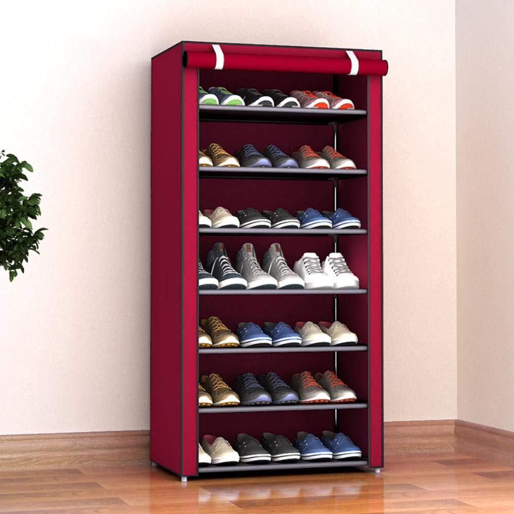 Generisch Schuhregal re Kombinations-Schuhschrank, einfaches Schuhregal aus Stoff, zusammenklappbar, staubdicht, DIY, re, 5-lagig