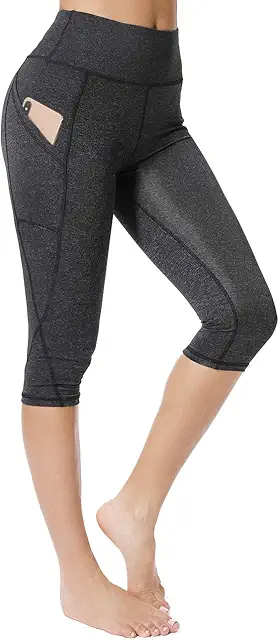 Legging Court Femme 3/4 Anti-Cellulite Yoga D'été avec Poche Push Up