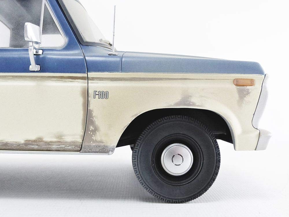1973 Ford F-100 Ranger XLT Pickup Truck Blue and Cream (Weathered