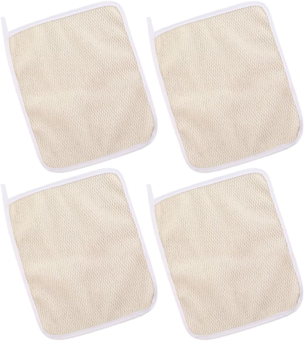 Exfoliating Body Scrubber Towels for Gentle Back and Body Exfoliation 4pcs Made of Nylon and Cloth, Skin Friendly Shower Washcloths Beige Scrubbing Towels for Daily Bathing