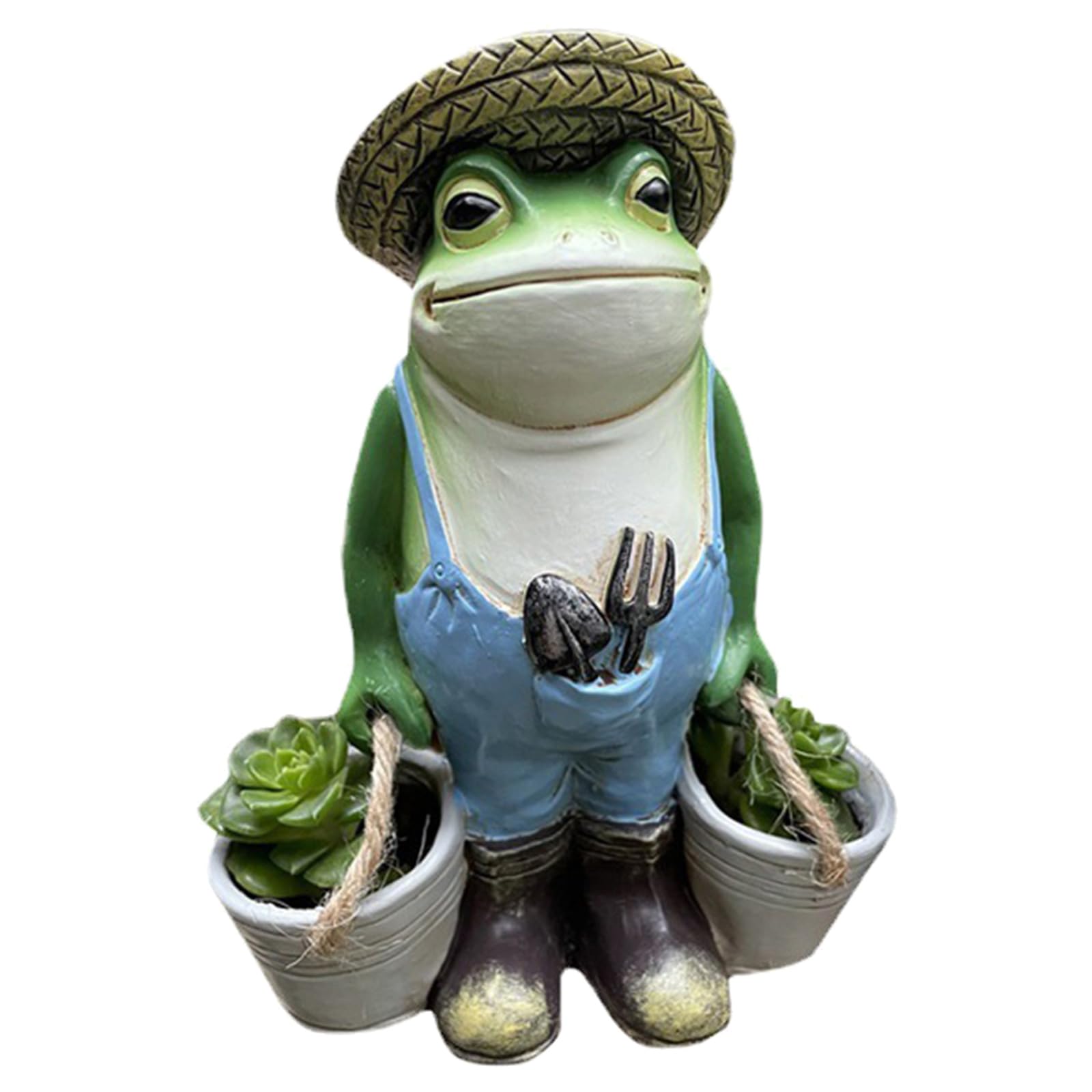 Vynetra Birthday Animal Farming Frog With Two Buckets Resin Ornament Garden Decoration Miniatures Figurines