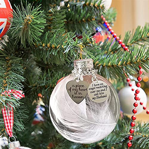 Cmeilau Clear Christmas Memorial Ornament Feather Ball, A Piece of My Heart is in Heaven - Image 2