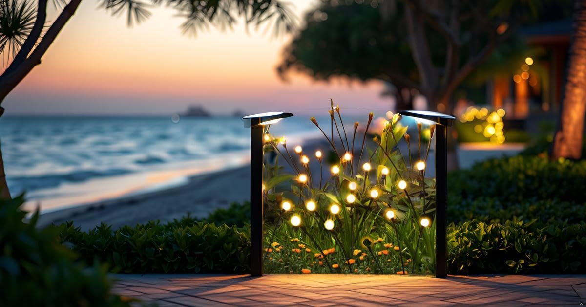 Swasti Mart Solar Garden Lights Outdoor | String | Firefly | LED Branch Lights with Warm White Bulbs | Decorative Landscape | Pathway Lighting(Pack of 2) 1