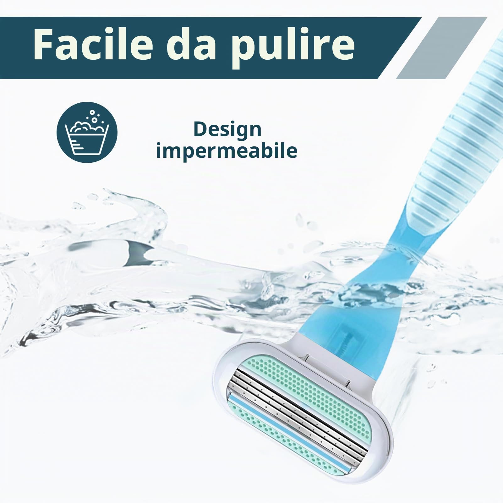 8 Lamette Ricambio Rasoio Donna, Lame Rasoio Venus Universali Testine a 3 Lame con Striscia Idratante, Lame Lavabili e Riutilizzabili, Facili da Sostituire, Ideali per Uso Quotidiano (Blu)