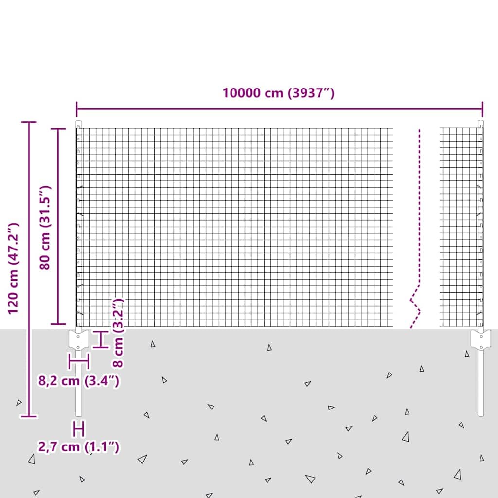 vidaXL Ogrodzenie z drutu spawanego z słupkami 100 x 0,8 m zielony
