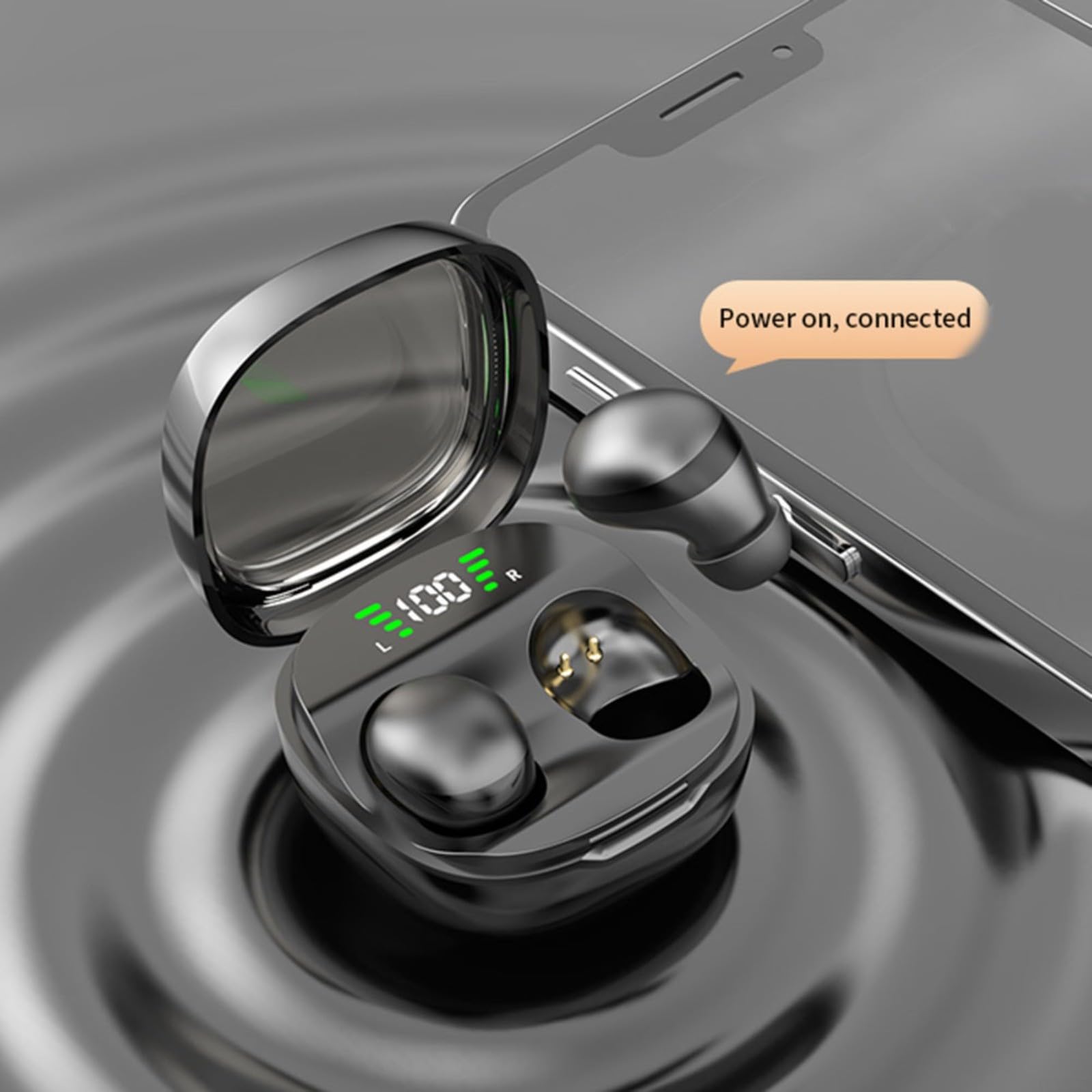 Auriculares invisibles para dormir de lado, inalámbricos, mini auriculares cómodos con bloqueo de ruido con batería BT5.4 de larga duración para orejas pequeñas (color negro)