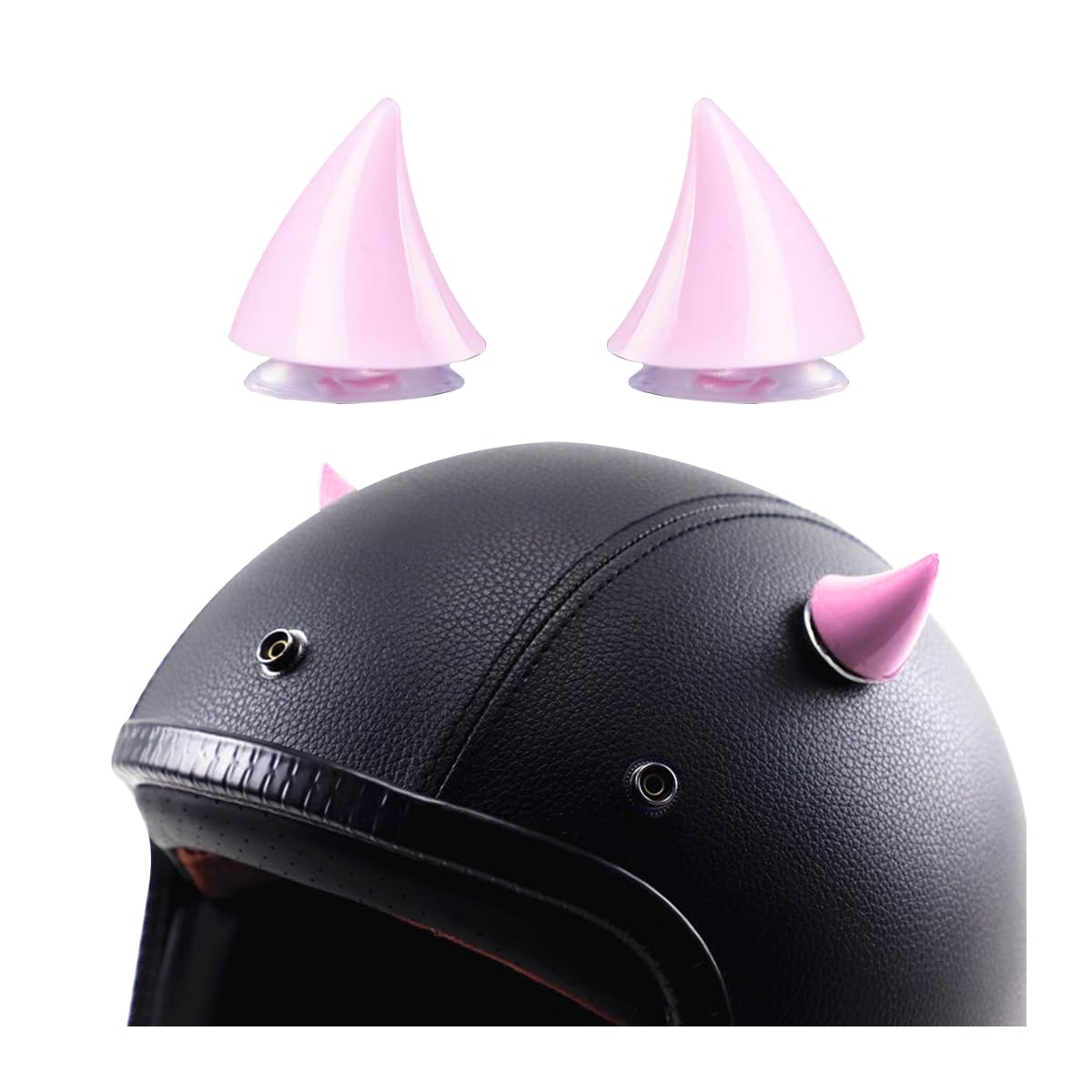 CGEAMDY 2 Pieces Motorbike Helmet Horn, Motorbike Waterproof Decoration Rubber Helmet Horns, Motorbike Bicycle Helmet Horns Decoration Accessories with Suction Cups, Helmets Accessories(Pink)