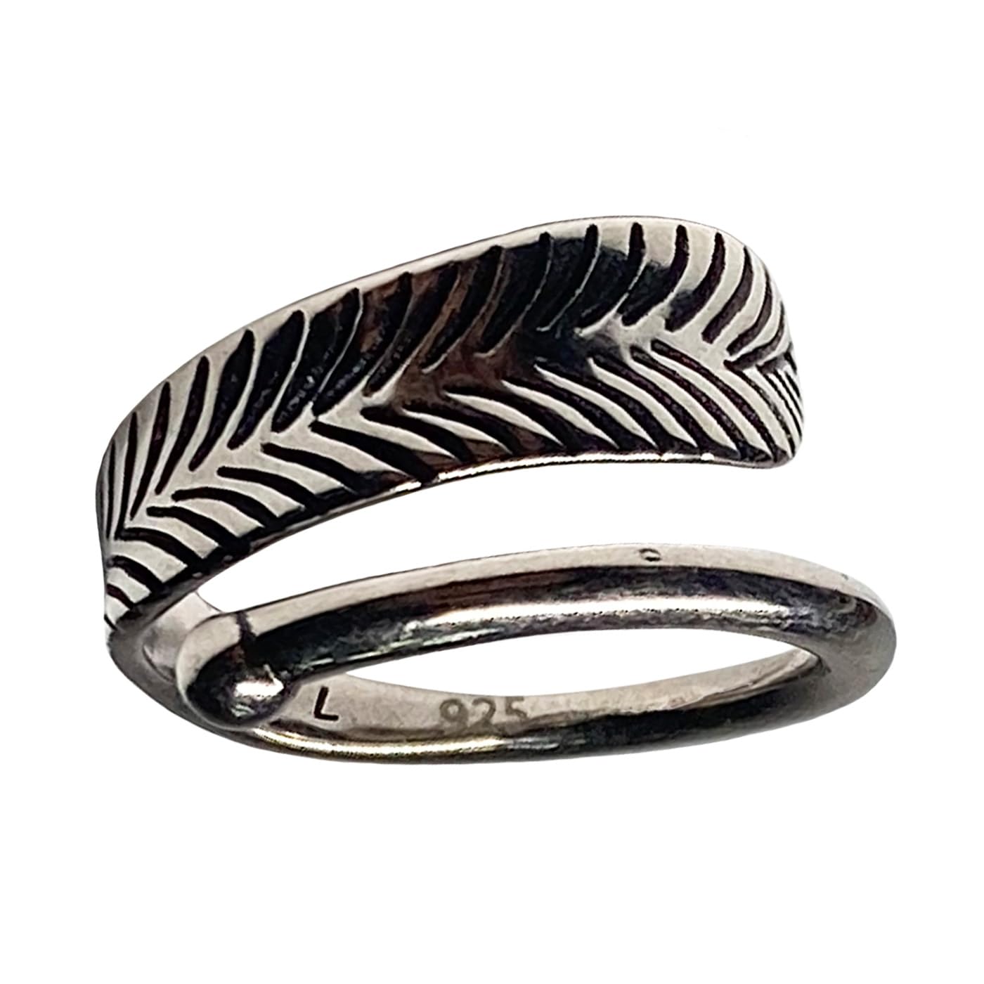 CH.yishiCh.yishi Handmade Vintage 925 Sterling Silver Wide Band Rings for Women/Men,Adjustable Thumb Finger Ring (A feather)