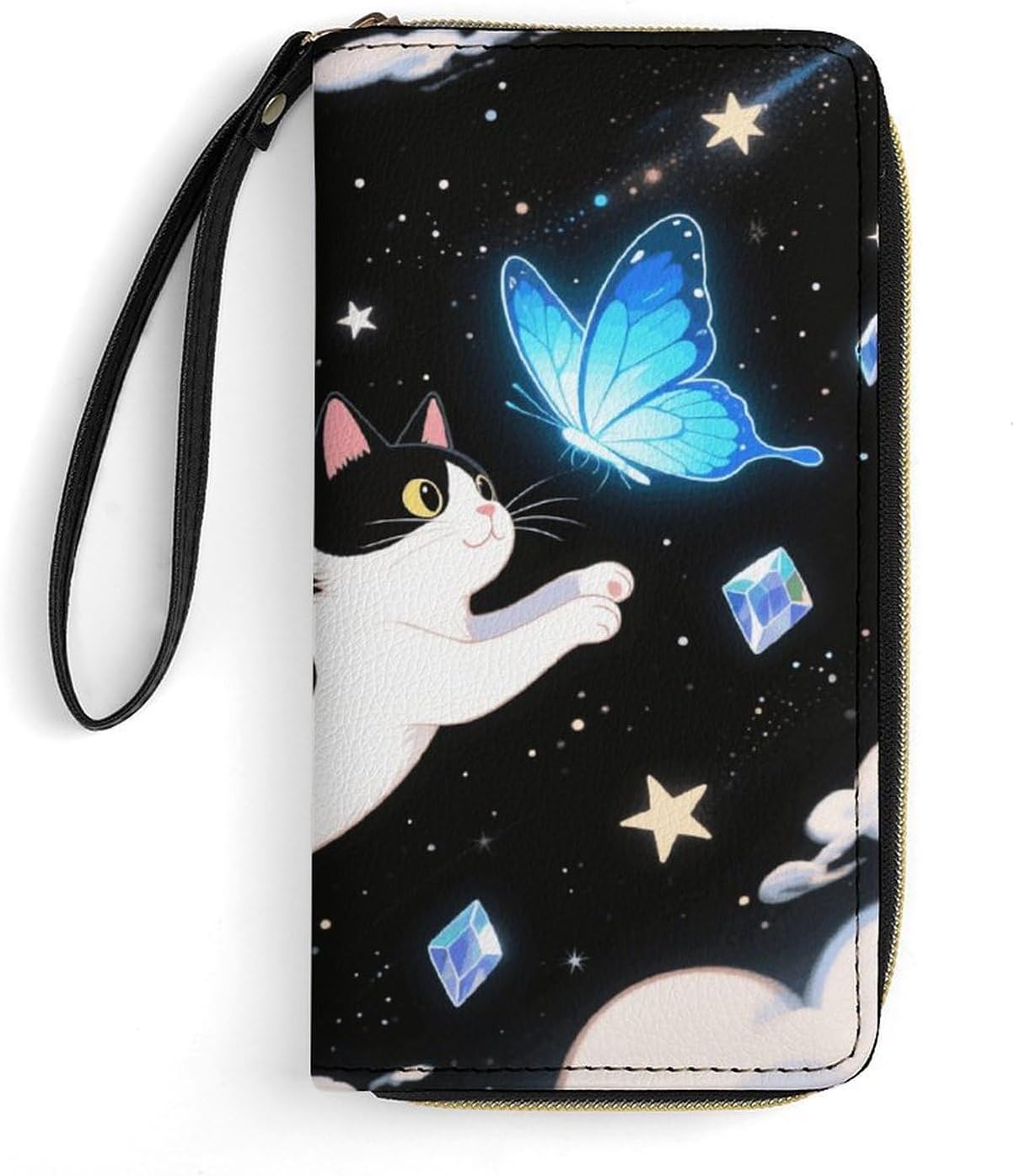 Funny Kitten Playing With Butterfly PU Leather Stylish Wallet