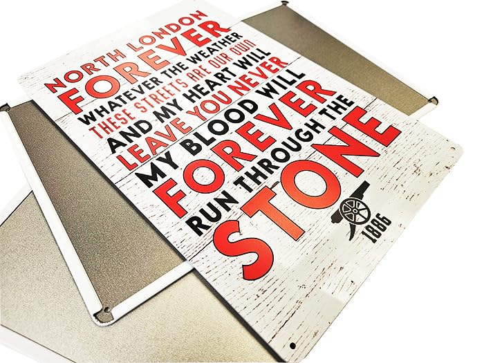 North London Forever Metal Sign Poster Arsenal Pre-match song, Highbury stadium, Wall art decor