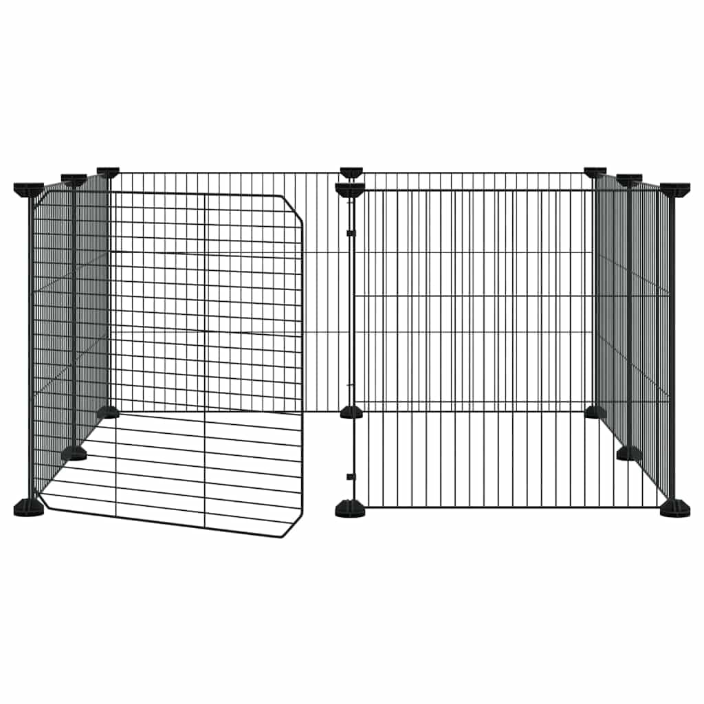Gabbia per animali domestici a 8 pannelli con porta, in acciaio verniciato a polvere, 70 x 70 x 35 cm, recinto modulare per conigli e porcellini d'India, protezione sicura per balcone e