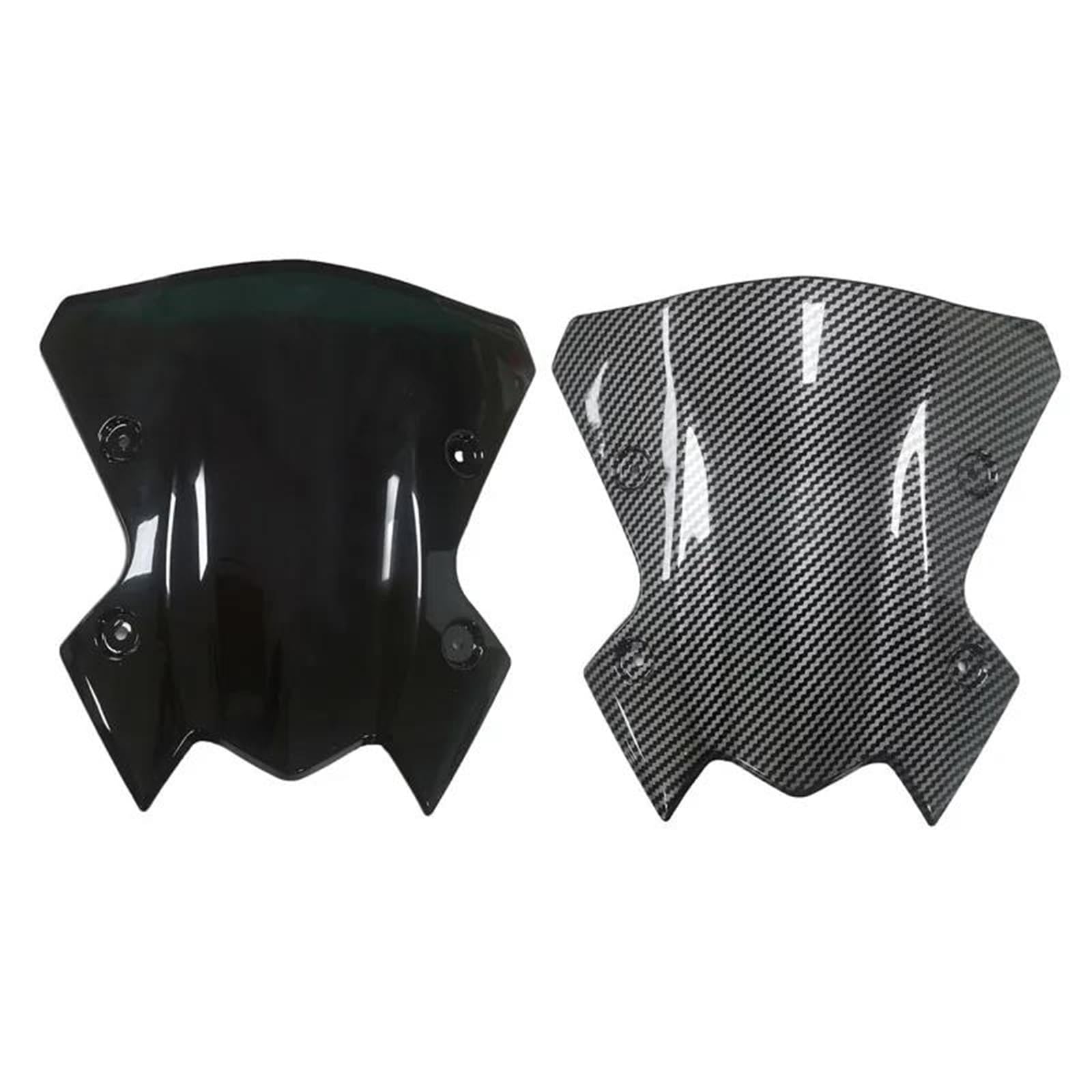 Kit de carenado Parabrisas De Motocicleta con Soporte Pantalla Aspecto Fibra Carbono Y Color Negro para Kawasaki Z900 2020-2023(Carbon Fiber Look)