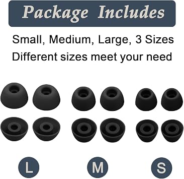 Samsung Galaxy Buds 2 Pro用イヤーチップ 6組 シリコン交換用イヤホンチップ S/M/L、イヤホンイヤーチップバッドセット-ブラック