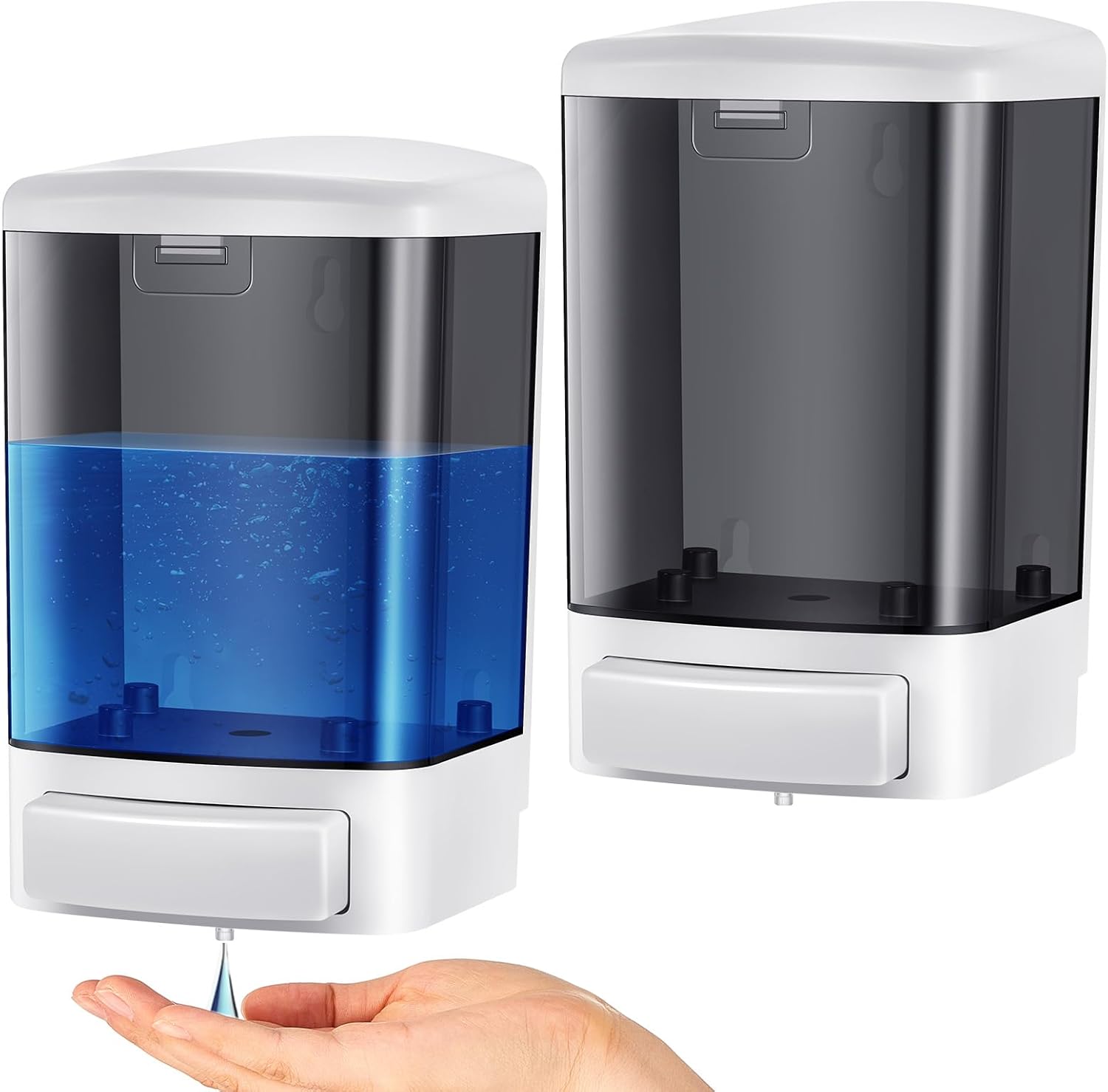 Hushee 2 Pcs Commercial Soap Dispenser Wall Mounted Manual Soap Dispenser Containers 33.8 oz 1000 ml Plastic Hand Wash Soap Wall Containers for Bathroom Kitchen Hotel Liquid(33.8 oz 1000 ml,Black)