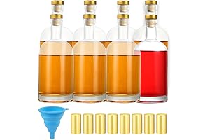 Danmu Glass Wine Bottle- 8 Pack 12.6oz Glass Bottles with Cork & Lids