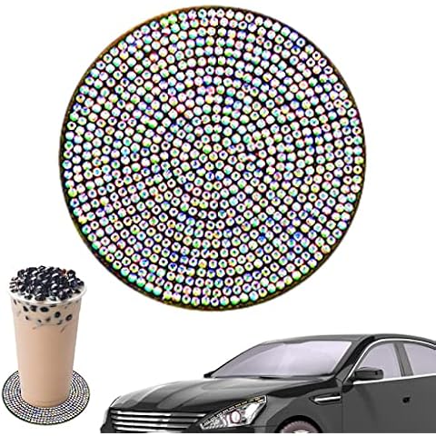 Gesuter Car Diamond Coaster - Car Drink Holder Coasters | Anti Slip Car Accessories Coaster Crystal Rhinestone Drink Car Cup Mat, Universal Vehicle Cup Holder Insert Coaster Cover