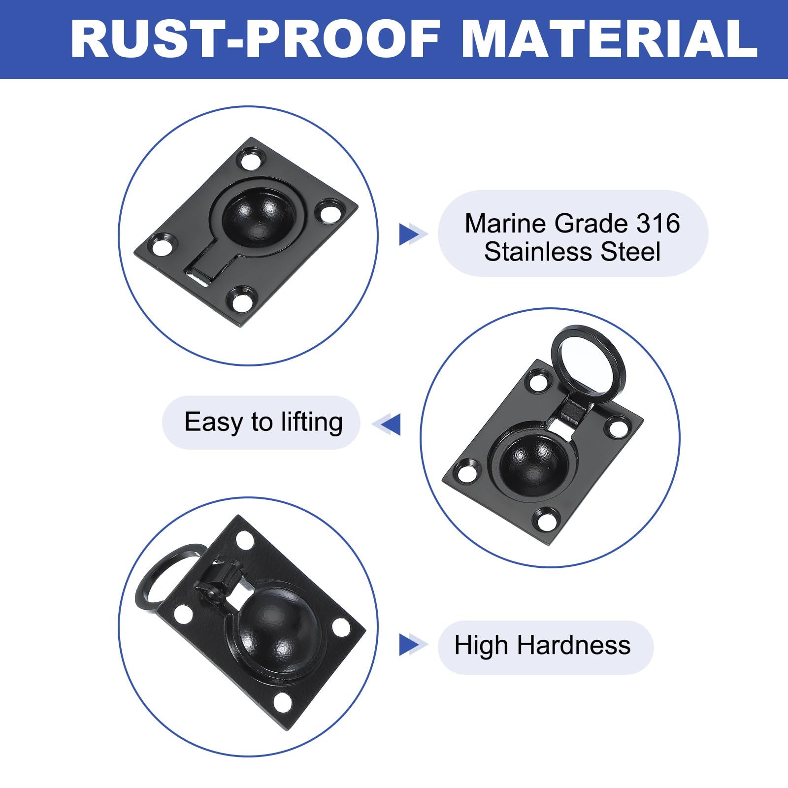 PATIKIL 1-7/8"x1-1/2 Flush Pull Ring Handles - Image 3