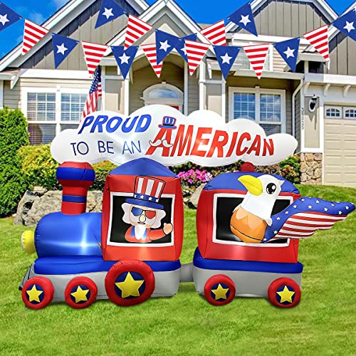 Blowout Fun 8 Ft Independence Day Inflatable Uncle Sam Sitting On Train With Eagle Decorations Patriotic 4Th Of July For Home Yard Lawn Garden Indoor Outdoor Memorial Day Decor #TOP1
