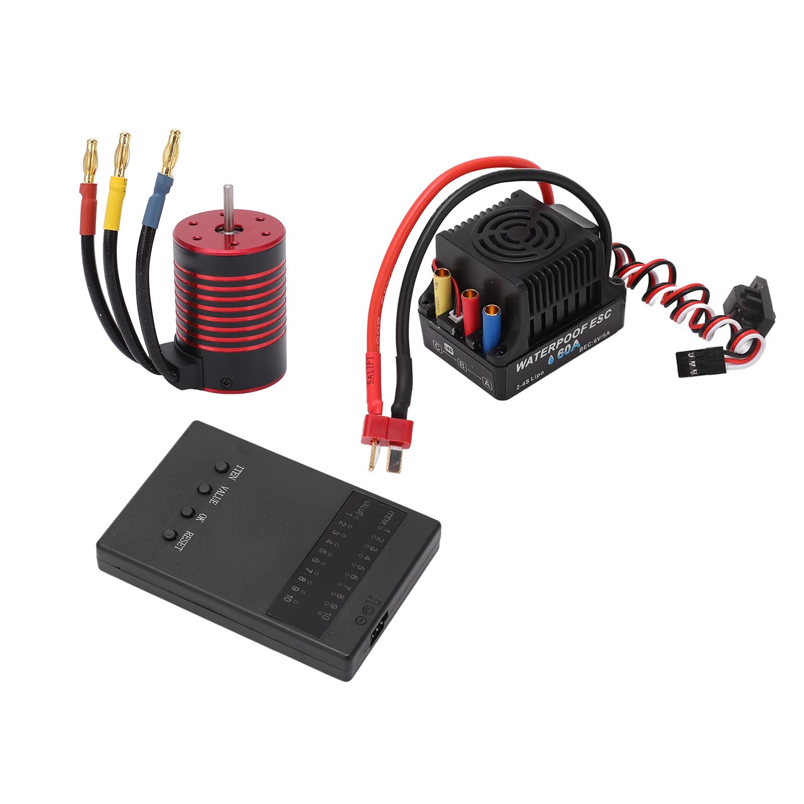 bezszczotkowy zestaw ESC, bezszczotkowy wodoodporny silnik 3650 60A ESC, karta programowania do samochodu RC 1/10 (3100kV)