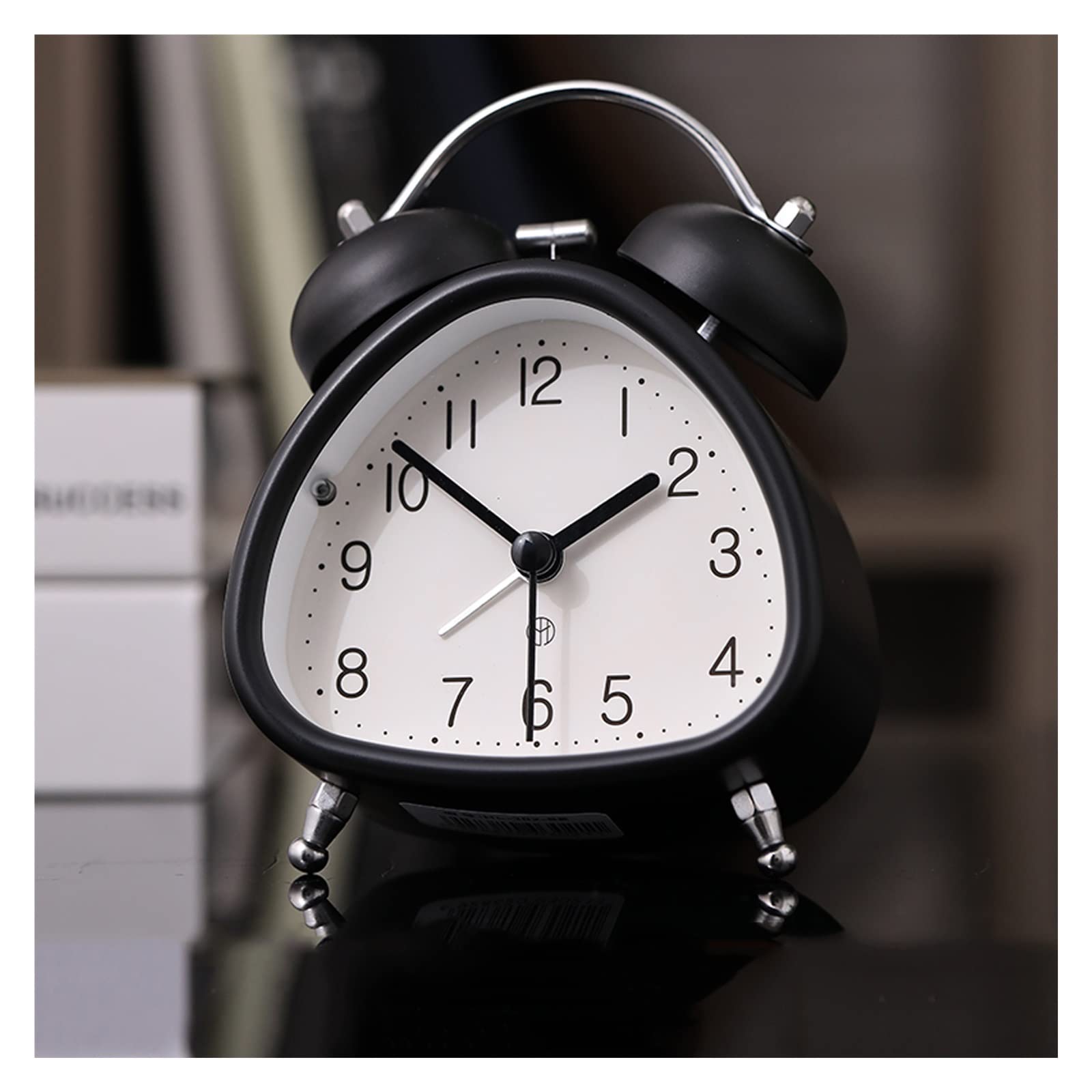 Despertador, Reloj mecánico silencioso a Pilas con Campana for Oficina(Black)