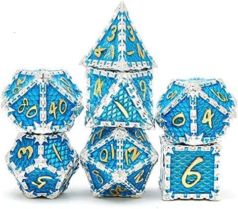 Ouyide Metal dice, DND dice Set, Dragon Skin Scale Iron Chain, Suitable for Role-Playing Dungeons and Dragons dice Set Game