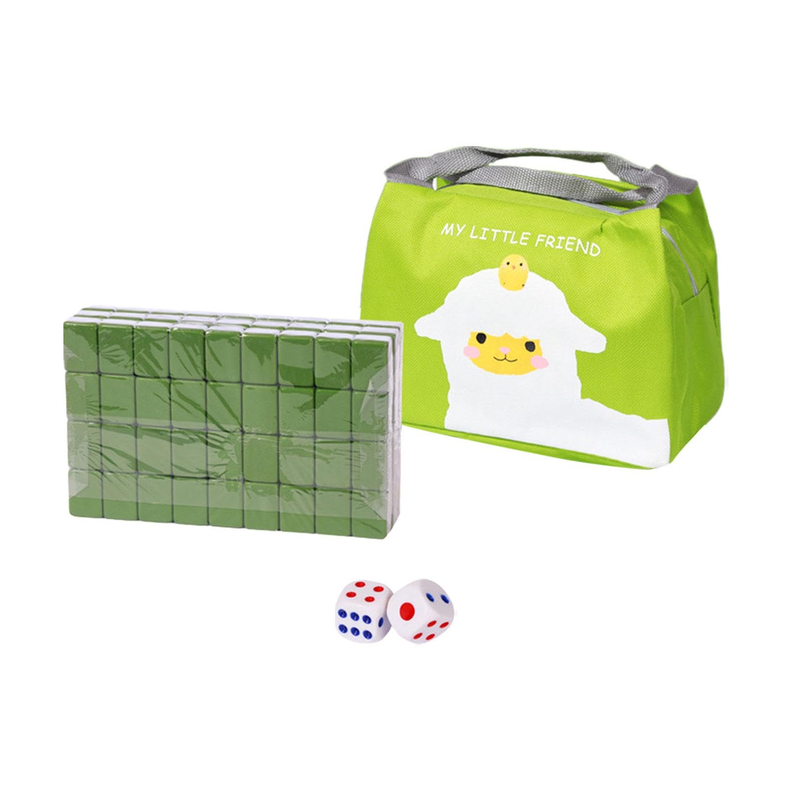 Mini Mahjong de, avec étui de Transport, 144 Tuiles (24 Mm), Jeu de Mahjong Classique pour Les Fêtes, Vert
