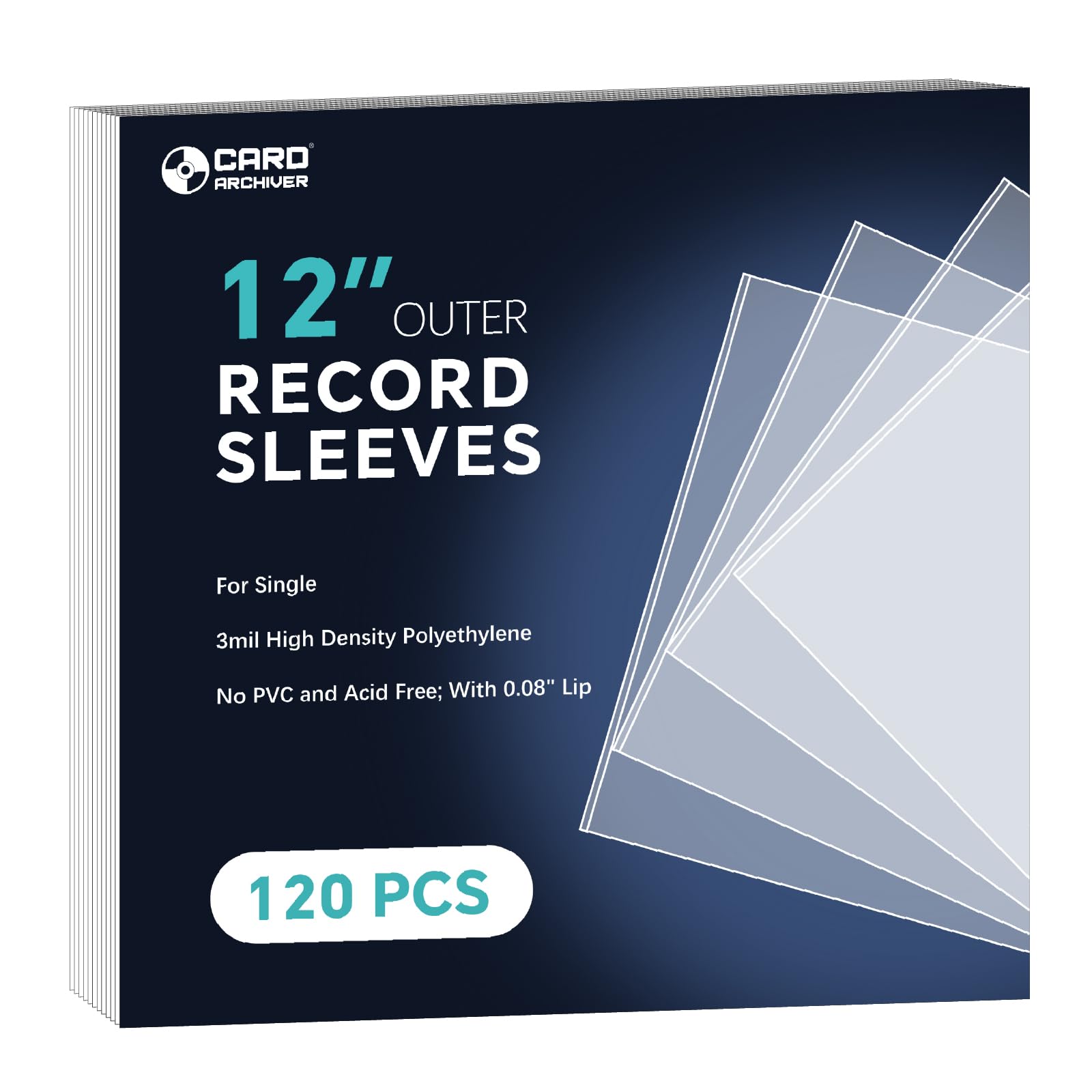 120 Pack Vinyl Record Sleeves Outer, 12.75"x12.75" 3 Mil Thick Protective Album Covers for 12" LPs, Crystal Clear Archival-Quality Outer Sleeves for