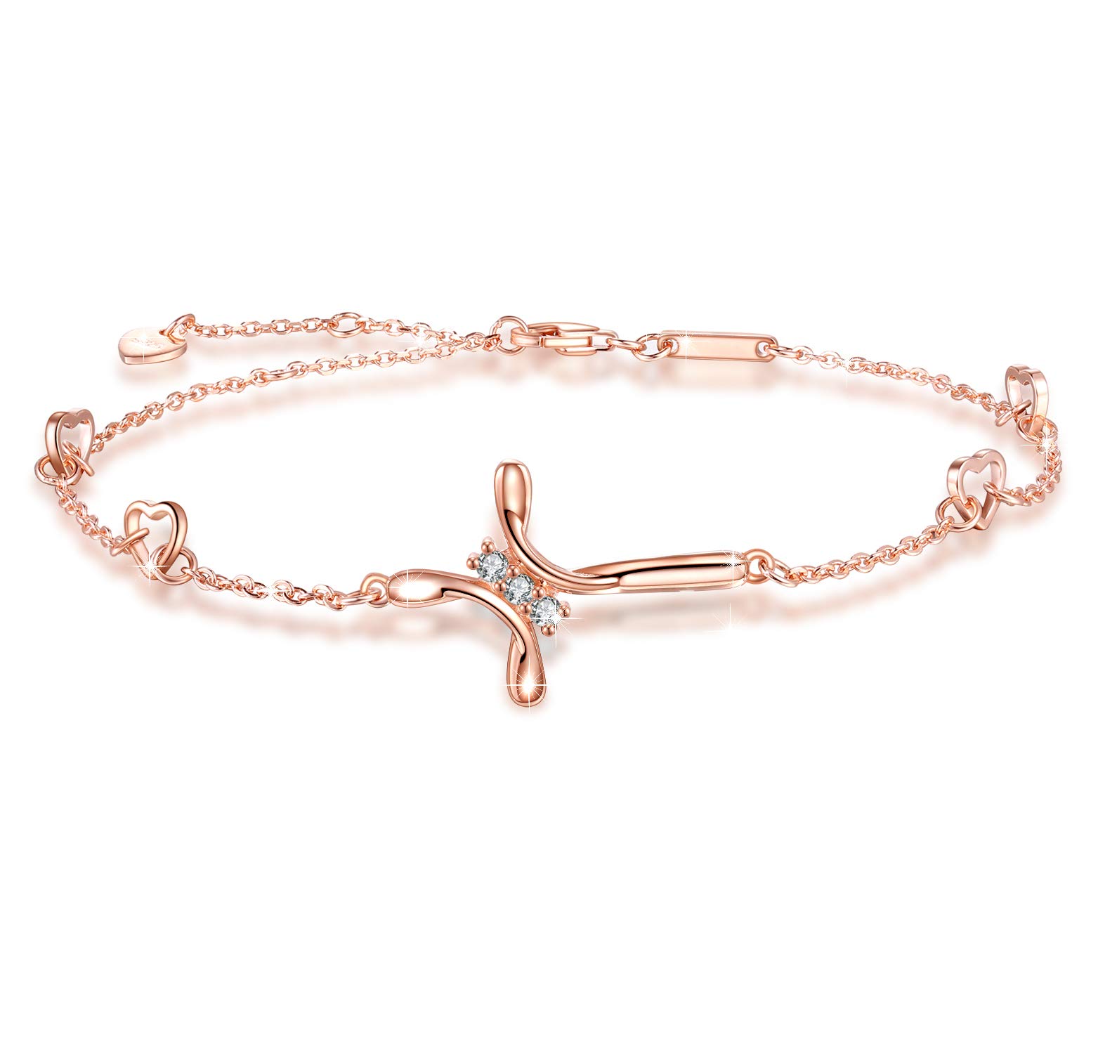 Cross Ankle Bracelet/Bracelet For Women, 925 Sterling Silver Charm Adjustable Foot Anklet/Bracelet, Large Cross Bracelet