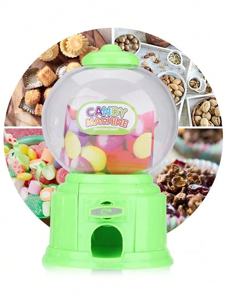 Cute Sweets Mini Candy Machine Bubble Gumball Dispenser Coin Bank Kids Toy Saving Box, Candy Machine Green Color