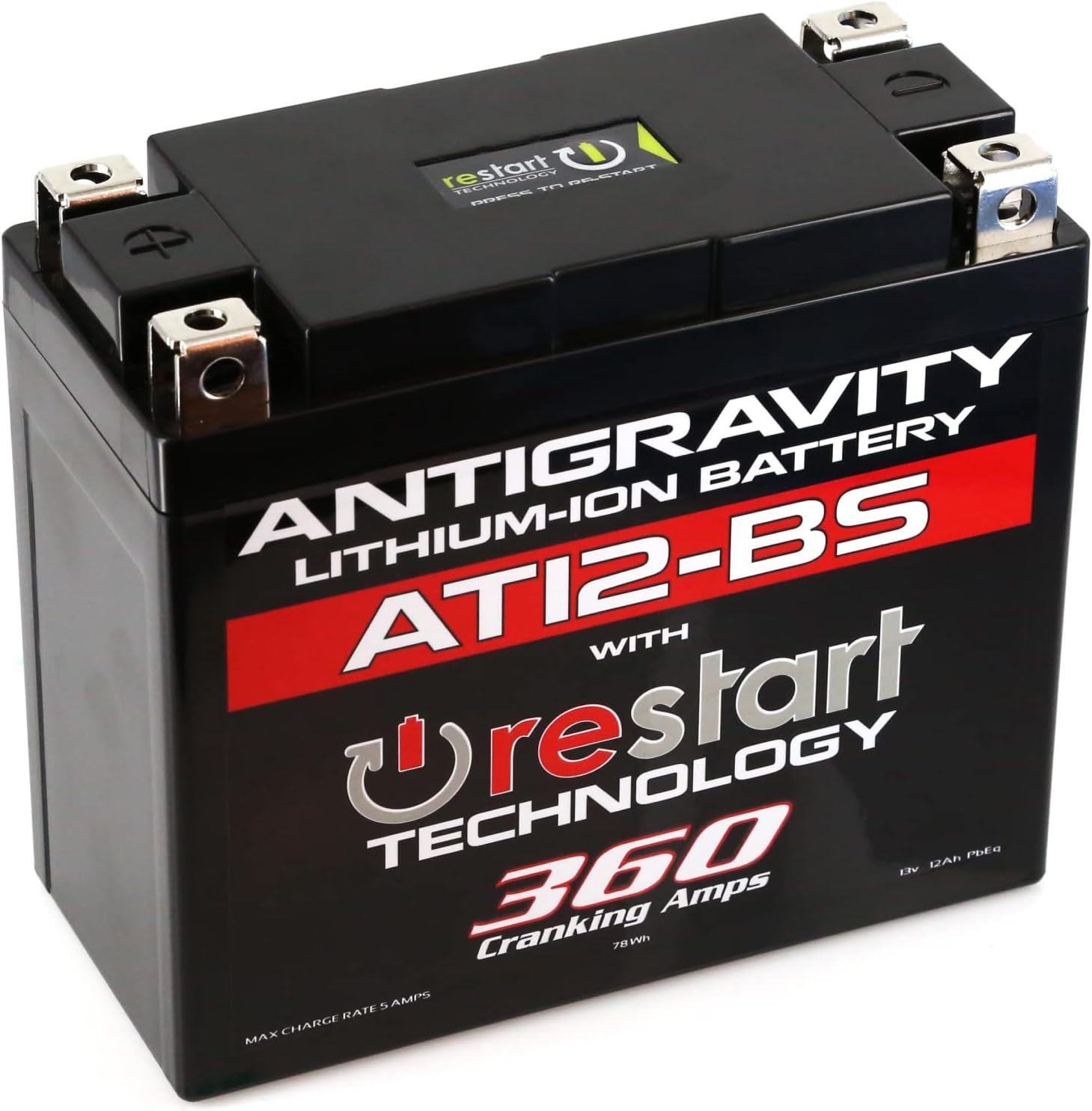 Antigravity AT12-BS Performance Lithium Motorcycle Powersport Battery with Built-In Jump Starting, 6.1Ah Replaces YT12, YT12BS, Ducati, Kawasaki Antigravity AT12-BS Performance Lithium Motorcycle Powersport Battery with Built-In Jump Starting, 6.1Ah Replaces YT12, YT12BS, Ducati, Kawasaki